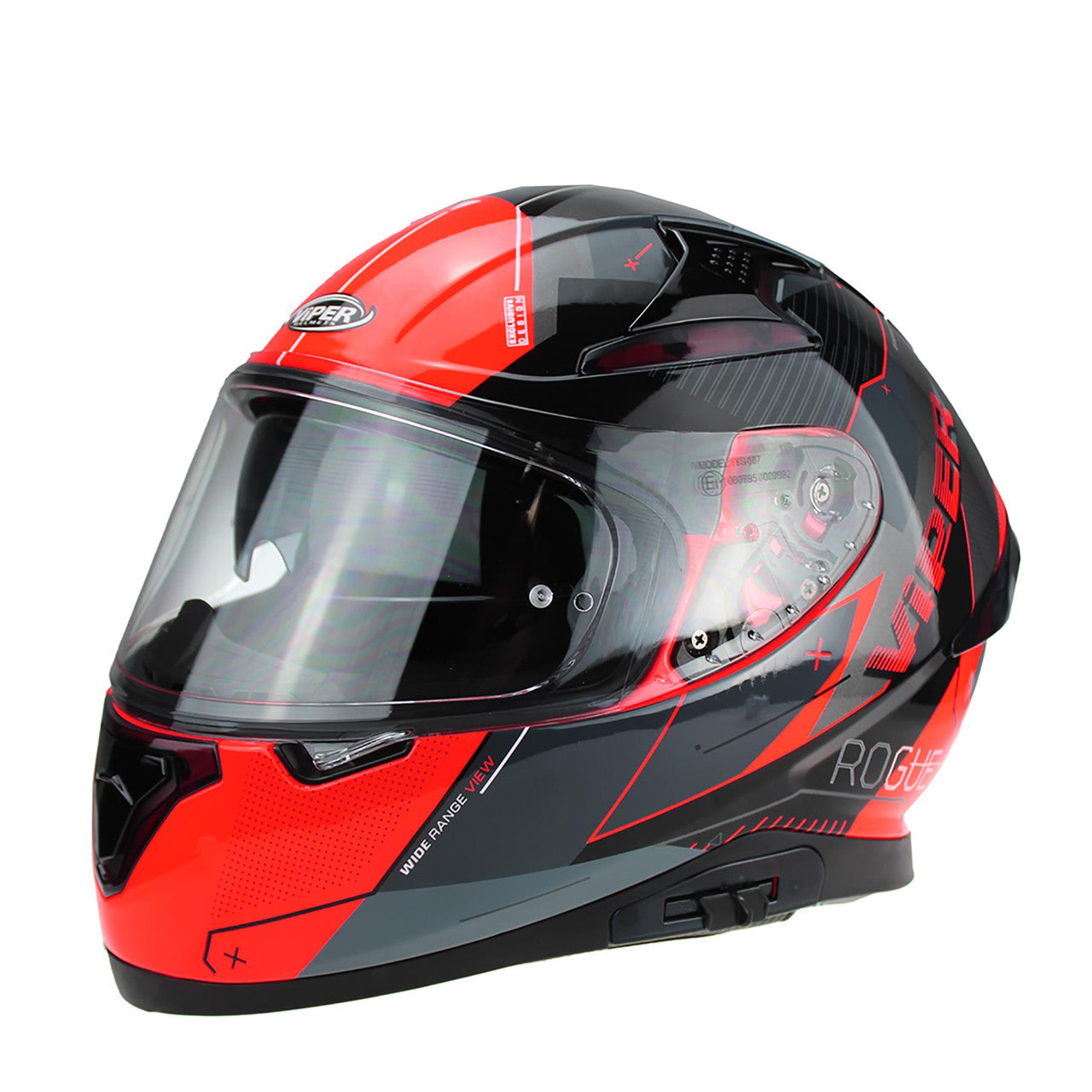 VIPER RSV95 ROGUE BLACK RED FULL FACE QUICK RELEASE MOTORCYCLE HELMET UK