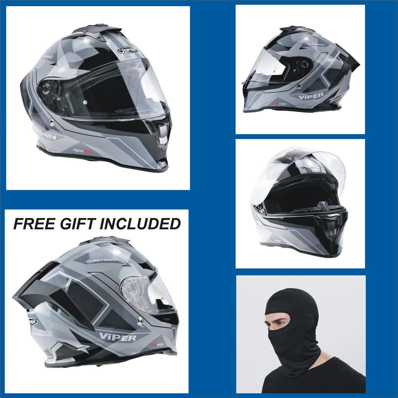 VIPER RS55 FULL FACE ROAD CRASH MOTORCYCLE HELMET FREE GIFT