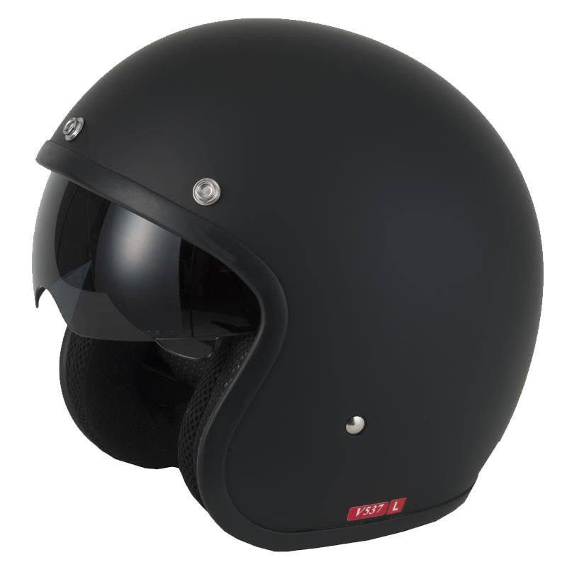 Vcan V537 Open Face Scooter Motorcycle Black Jet Helmet