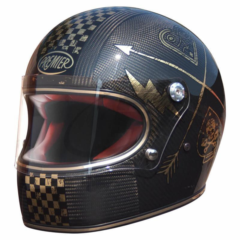 PREMIER TROPHY GOLD CHROMED VINTAGE FULL FACE HELMET