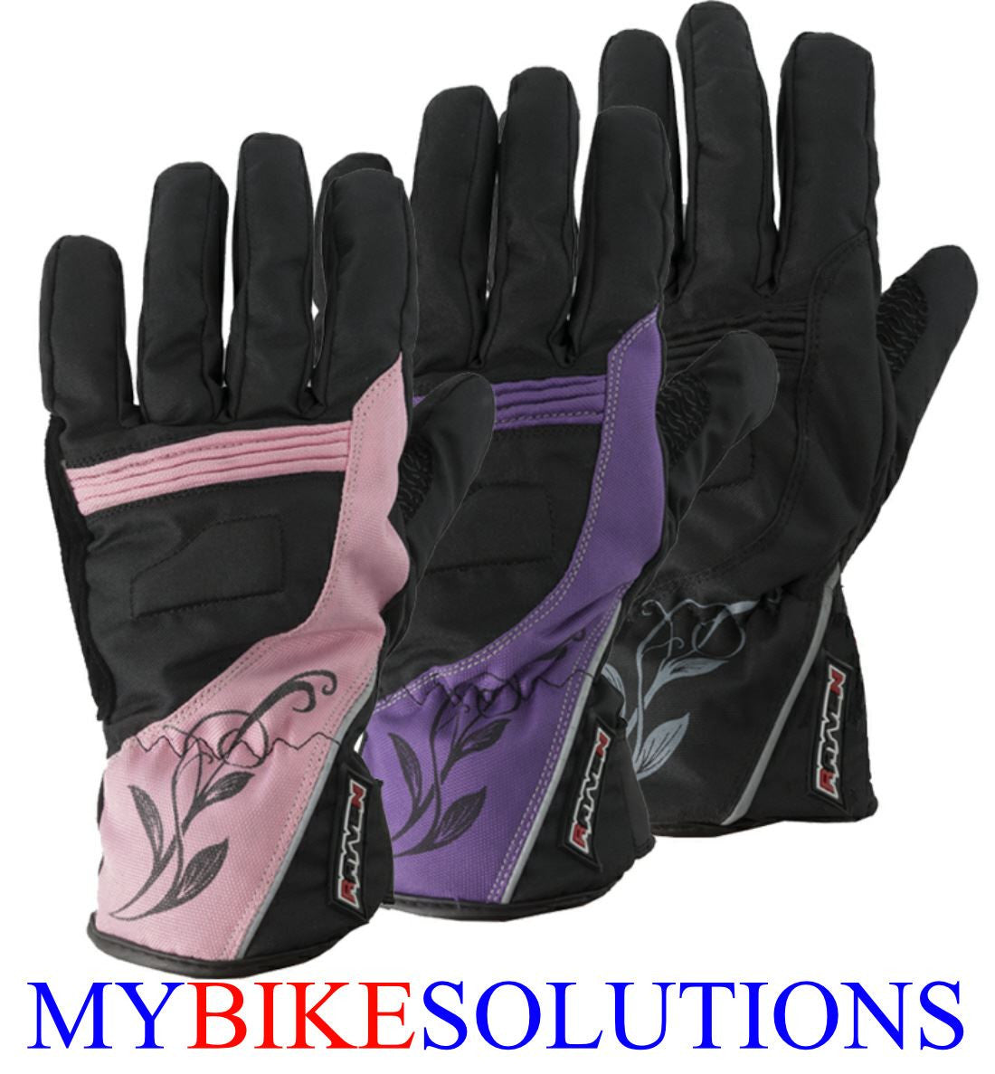 Rayven Diamond Ladies Motorcycle Motorbike Leather Gloves Reinforced