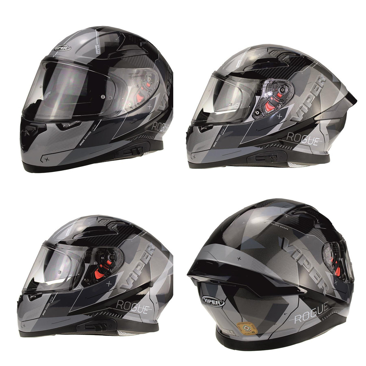 VIPER RSV95 ROGUE BLACK GREY FULL FACE STREET MOTORBIKE MOTORCYCLE HELMET UK