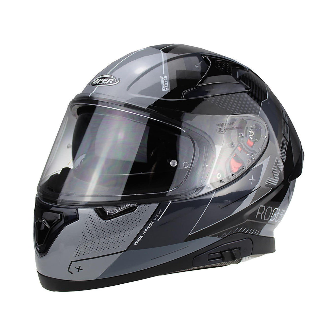 VIPER RSV95 ROGUE BLACK GREY FULL FACE STREET MOTORBIKE MOTORCYCLE HELMET UK