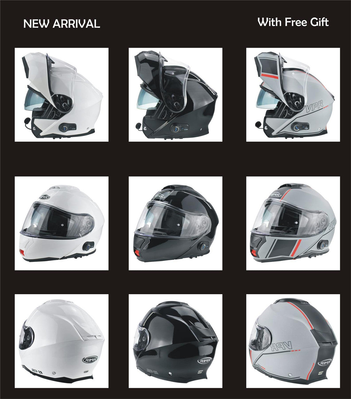 Viper RSV191 Blinc Bluetooth 3.0 Flip Up Modular Motorcycle Helmet